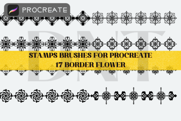 17 Border Flower Stamp Brushes for Procreate