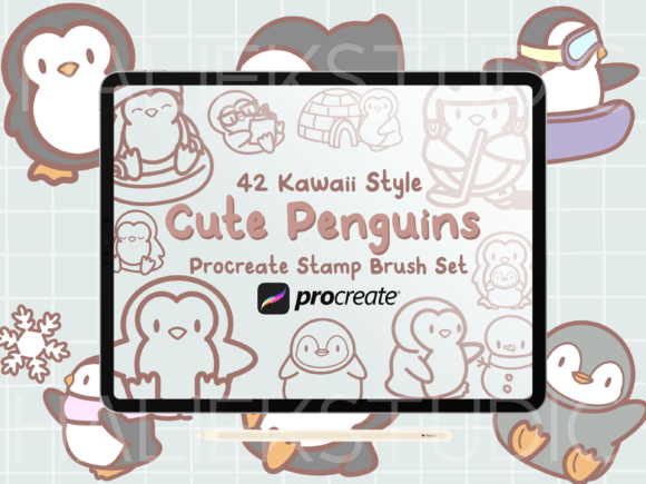 Cute Penguins Procreate Stamp Brush Set: A Creative Shortcut for Kawaii Winter Designs