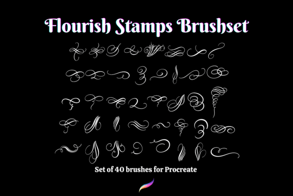Elevating Digital Art with the Procreate Calligraphy Flourish Stamp Set