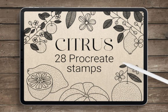 Elevating Digital Design Workflows with Hand-Drawn Citrus Procreate Stamps
