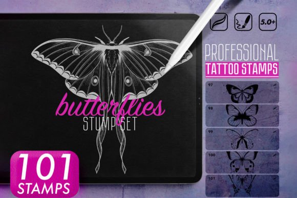 Enhancing Digital Tattoo Design with High-Resolution Butterfly Procreate Stamps